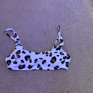 White and brown bathing suit top